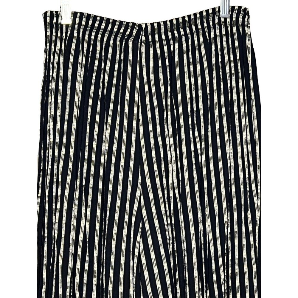 AKS dress pants 1XL black & white plaid stripe USA wide leg - Picture 5 of 10
